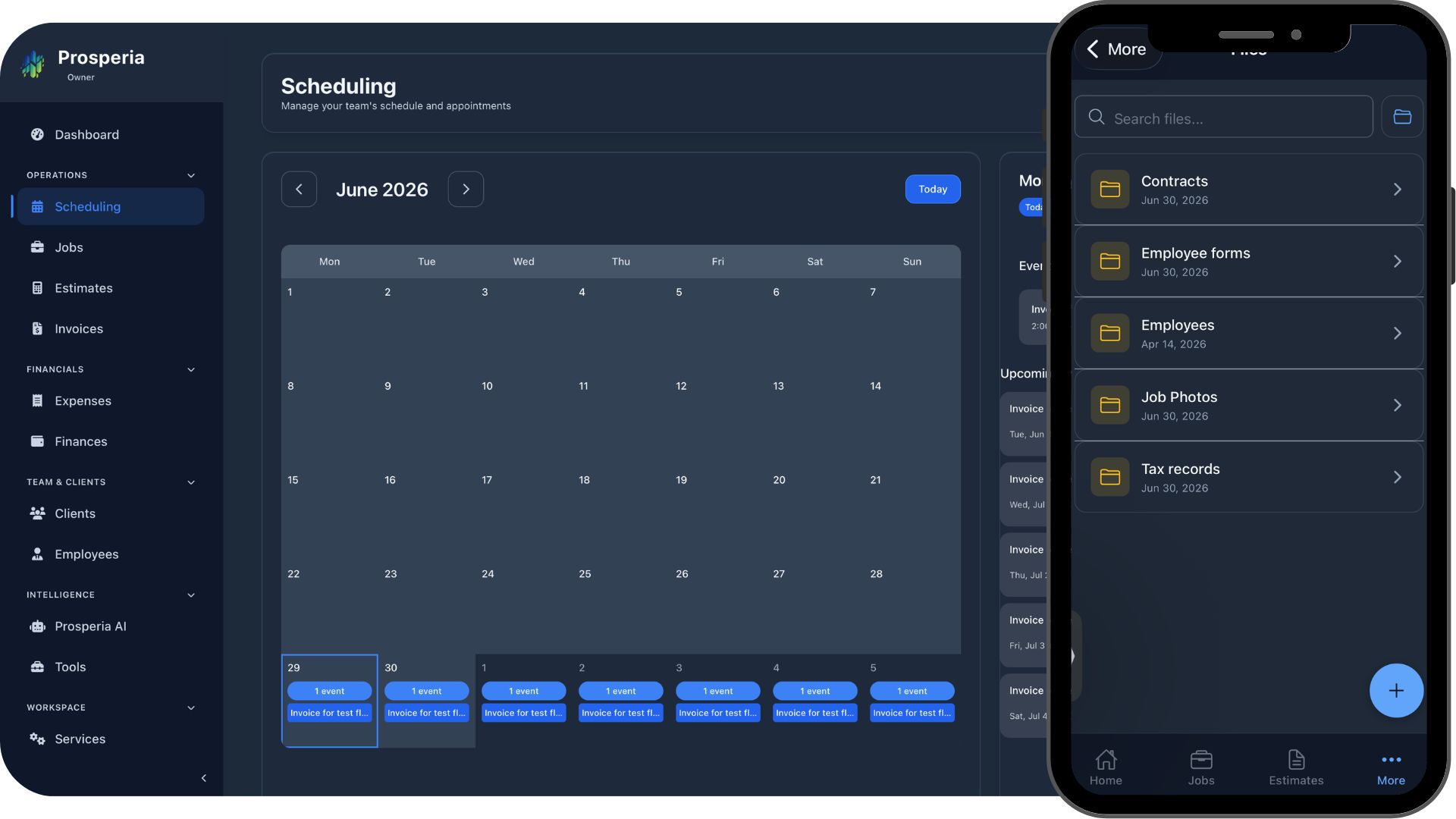 Shared scheduling calendar for jobs and crews